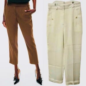 NWOT Babaton  Straight Crop Tailored Pants - Brown and Cream Size 6